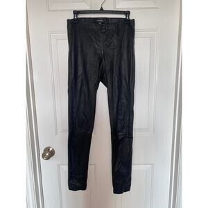 LAMARQUE Real Leather Black  Pull On Stretch Leggings Size medium